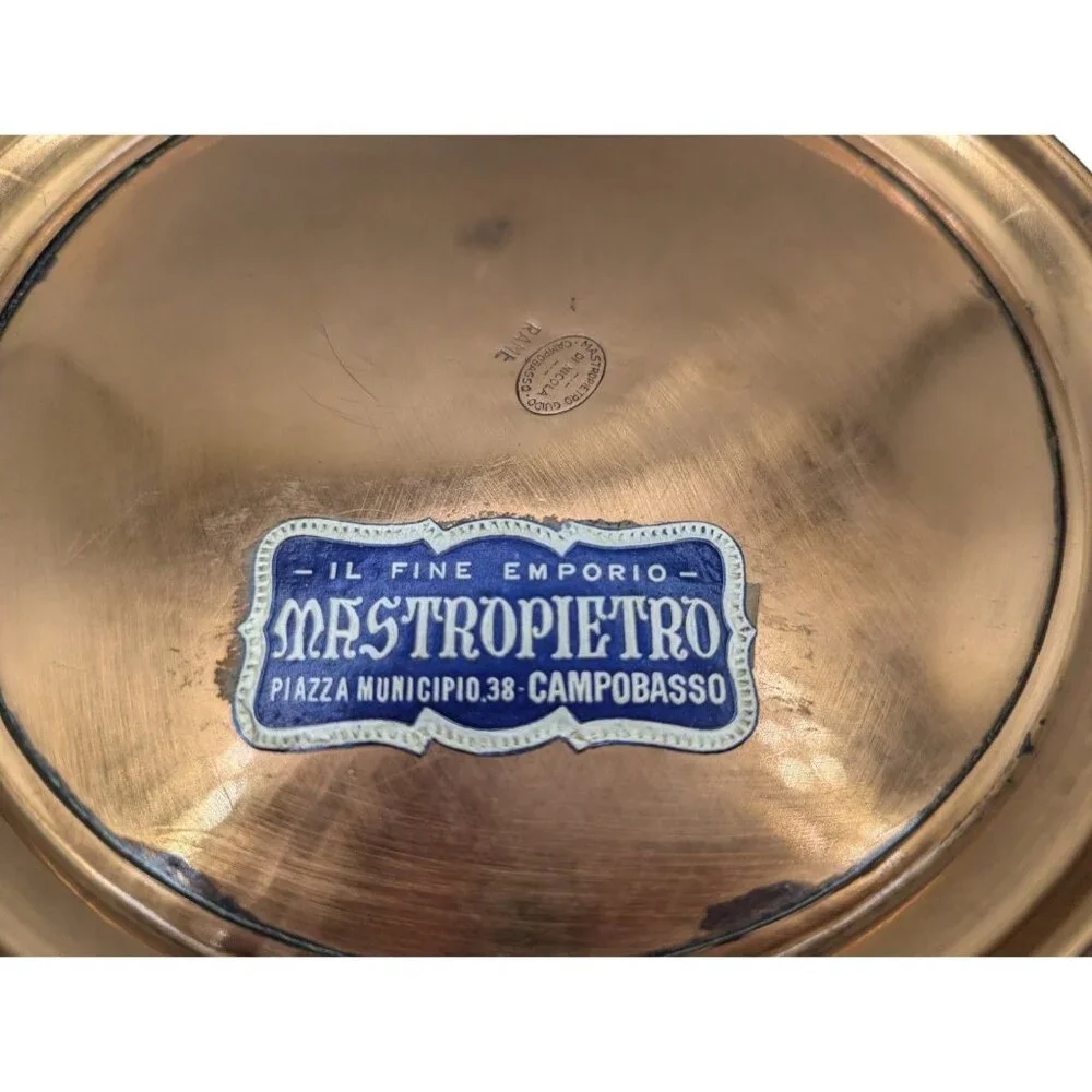 Vintage Copper mastropietro Italy Decorative Bowl With Ornate Scalloped Edge Des